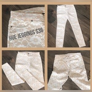 HUE, WHITE LACE OVERLAY ON CREAM BASE, 2 BACK POCKETS